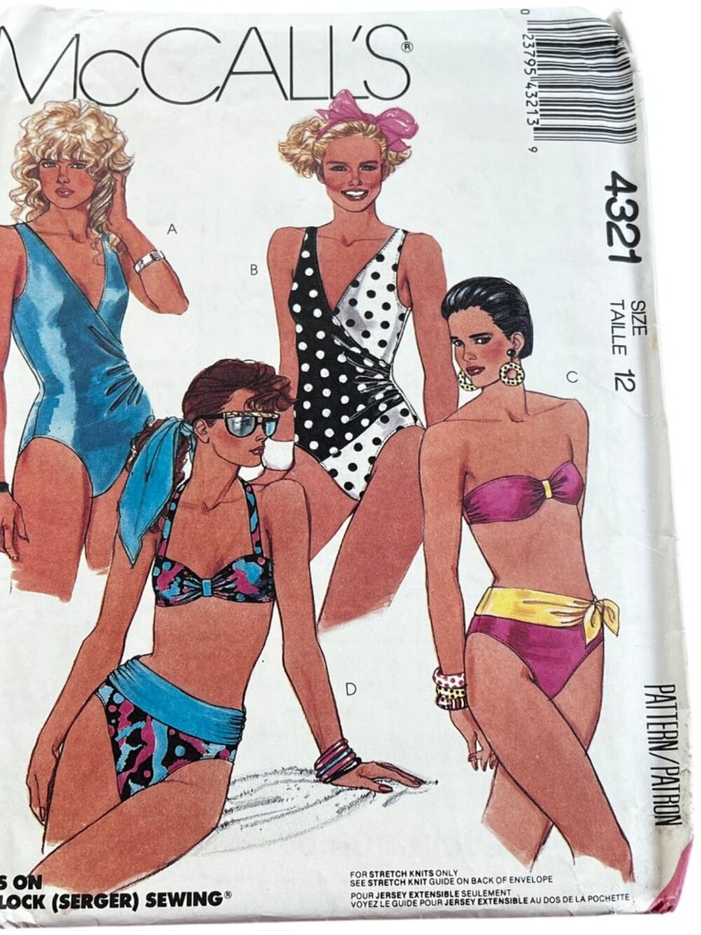 McCall's 4321 Swimsuit Vintage Sewing Pattern Size 12 Uncut